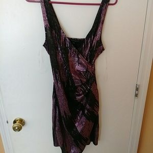 Fuschia and black metallic mini dress